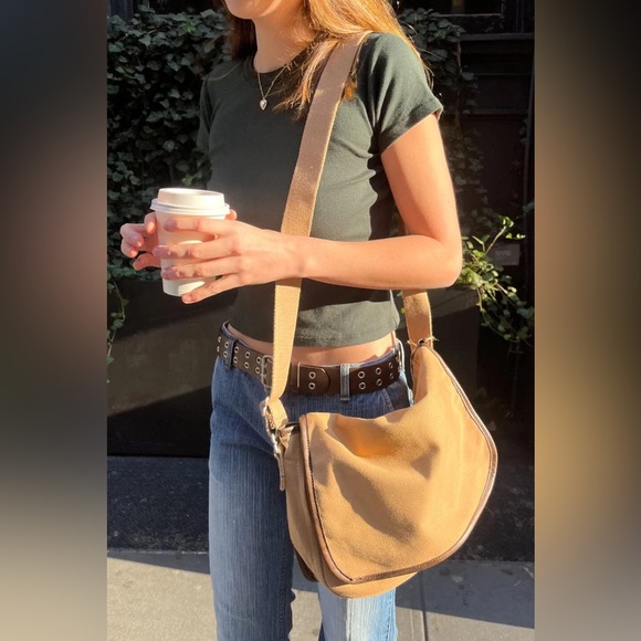 Brandy Melville Handbags - Brandy melville tan canvas messenger bag